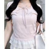 リボン付レース出しラインストーンロゴTOPs | INGNI  | 詳細画像11 