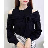 クロ | 12G肩開きリボンニット | INGNI