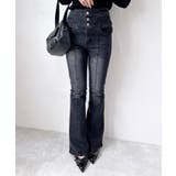 グレー | 前釦フレアデニムパンツ | INGNI 