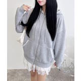 グレー | レース付ダブルジップ裏毛チュニックパーカー | INGNI