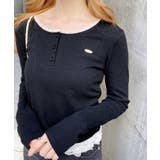 ヘンリーネックレース付プレートロゴ長袖リブトップス | INGNI  | 詳細画像9 