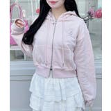 レース付胸ロゴ裏毛ショートZIPパーカー | INGNI  | 詳細画像13 