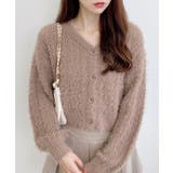 ブラウン | 5Gフェザーヤーン透かし柄ニットカーディガン | INGNI 