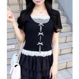 クロ/ギンガム | レイヤード前リボンリブTOPs | INGNI 