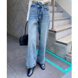 デニム/ブルー | ウエストデザインワイドデニムパンツ | INGNI 