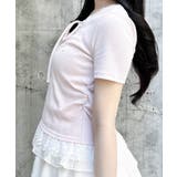 リボン付レース出しラインストーンロゴTOPs | INGNI  | 詳細画像12 