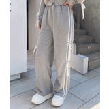 グレー/オフホワイト | レースライン裏毛パンツ | INGNI 