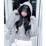 レース付胸ロゴ裏毛ショートZIPパーカー | INGNI  | 詳細画像2 