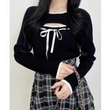 クロ/オフホワイト | 12Gデコルテオープンリブニット | INGNI 