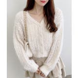 オフホワイト | 5Gフェザーヤーン透かし柄ニットカーディガン | INGNI 