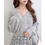 ライトグレー | 5Gレース付フェザーニットカーディガン | INGNI