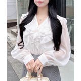 装飾釦ラメシアーフリルブラウス | INGNI  | 詳細画像3 