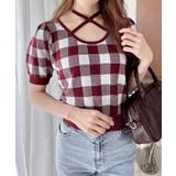 ボルドー/オフホワイト | クロスチョーカーチェック柄ニット | INGNI 