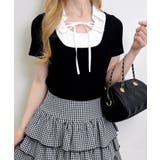 クロ/オフホワイト | 12Gアソート柄シャツドッキング半袖リブニット | INGNI 