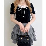 配色パイピングリボンラインストーン飛ばしリブTOPs | INGNI  | 詳細画像8 