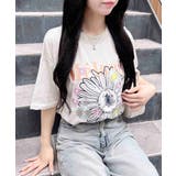 オートミール | カラフル花刺繍Tシャツ | INGNI 