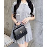 12G配色胸刺繍衿付ニットカーデ+ニットミニスカート/セット | INGNI  | 詳細画像5 