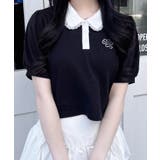 クロ | 衿レース付胸ロゴポロシャツ | INGNI 