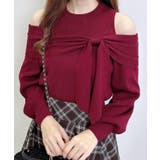ボルドー | 12G肩開きリボンニット | INGNI