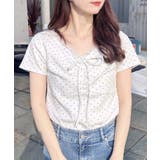 衿レース付フロントギャザーリボンリブTOPs | INGNI  | 詳細画像1 