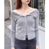 12G衿付オフショルフロントZIPニットカーディガン | INGNI  | 詳細画像8 