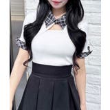 12G チェック衿デコルテオープン半袖ニット | INGNI  | 詳細画像2 