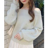 7Gもちもちラメ畦パールビジュ付オフショルニット | INGNI  | 詳細画像16 