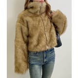 ブラウン/ミズタマ | スタンドカラーエコファーコート | INGNI 