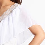 トップス ブラウス フリル Vネック シフォン レース 韓国ファッション 夏 | candy-house  | 詳細画像6 