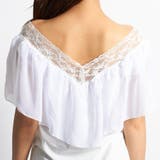 トップス ブラウス フリル Vネック シフォン レース 韓国ファッション 夏 | candy-house  | 詳細画像7 