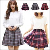 プリーツスカート チェックスカート ミニスカート | candy-house  | 詳細画像1 