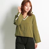 Vネック ドルマン ライン Tシャツ トップス スポーティー長袖 1885 | candy-house | 詳細画像11