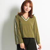 Vネック ドルマン ライン Tシャツ トップス スポーティー長袖 1885 | candy-house | 詳細画像12