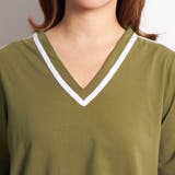 Vネック ドルマン ライン Tシャツ トップス スポーティー長袖 1885 | candy-house | 詳細画像5