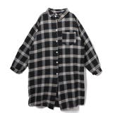 ブラック | チェク柄ロングシャツ | Ada.