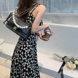 総柄キャミワンピ 深いサイドスリット 足ラインを魅せる♪甘セクシーキャミワンピ | Ada. | 詳細画像3