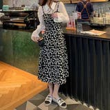 総柄キャミワンピ 深いサイドスリット 足ラインを魅せる♪甘セクシーキャミワンピ | Ada. | 詳細画像9