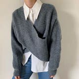グレー | クロス デザイン ニット | Ada.