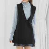 ブラック | サイドスリット深Vベスト | Ada.