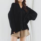 ブラック | スキッパーオーバーサイズニット | Ada.