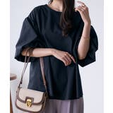 ブラック | バックリボンボリュームスリーブふんわりブラウス | Eclat one