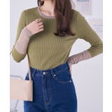 カーキ | バイカラーデザインニット | Ada.