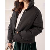 ブラック | 袖口リブショート中綿ダウン | Ada.