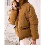 ブラウン | 袖口リブショート中綿ダウン | Ada.