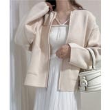 オフホワイト | ポケット付き ジップ ニット | Ada.