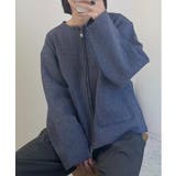 ネイビー | ポケット付き ジップ ニット | Ada.