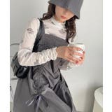 グレー | ギャザー リボン キャミワンピース | Ada.