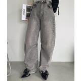 グレー | 裾フリンジデニムカーゴパンツ | Ada.