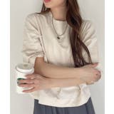 エクリュ | パール付き 半袖 Tシャツ | Ada.