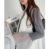 グレー | チュール ティアード フリル レイヤード カットソー | Ada.